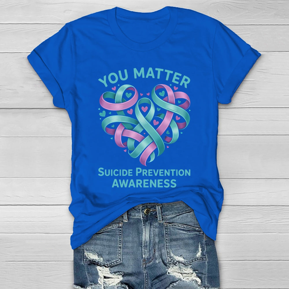 You Matter Suicide Prevention Awareness Teal Purple Heart  Healthwear T-shirt