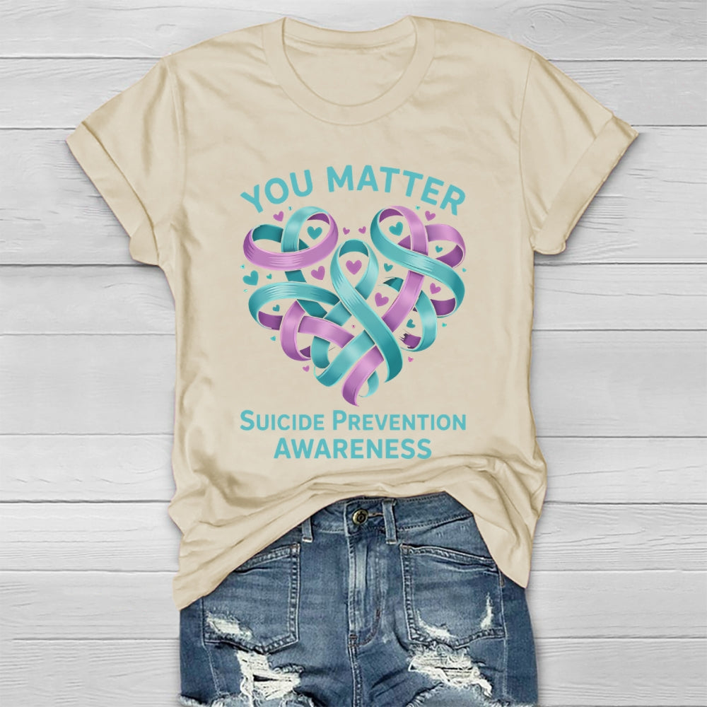 You Matter Suicide Prevention Awareness Teal Purple Heart  Healthwear T-shirt