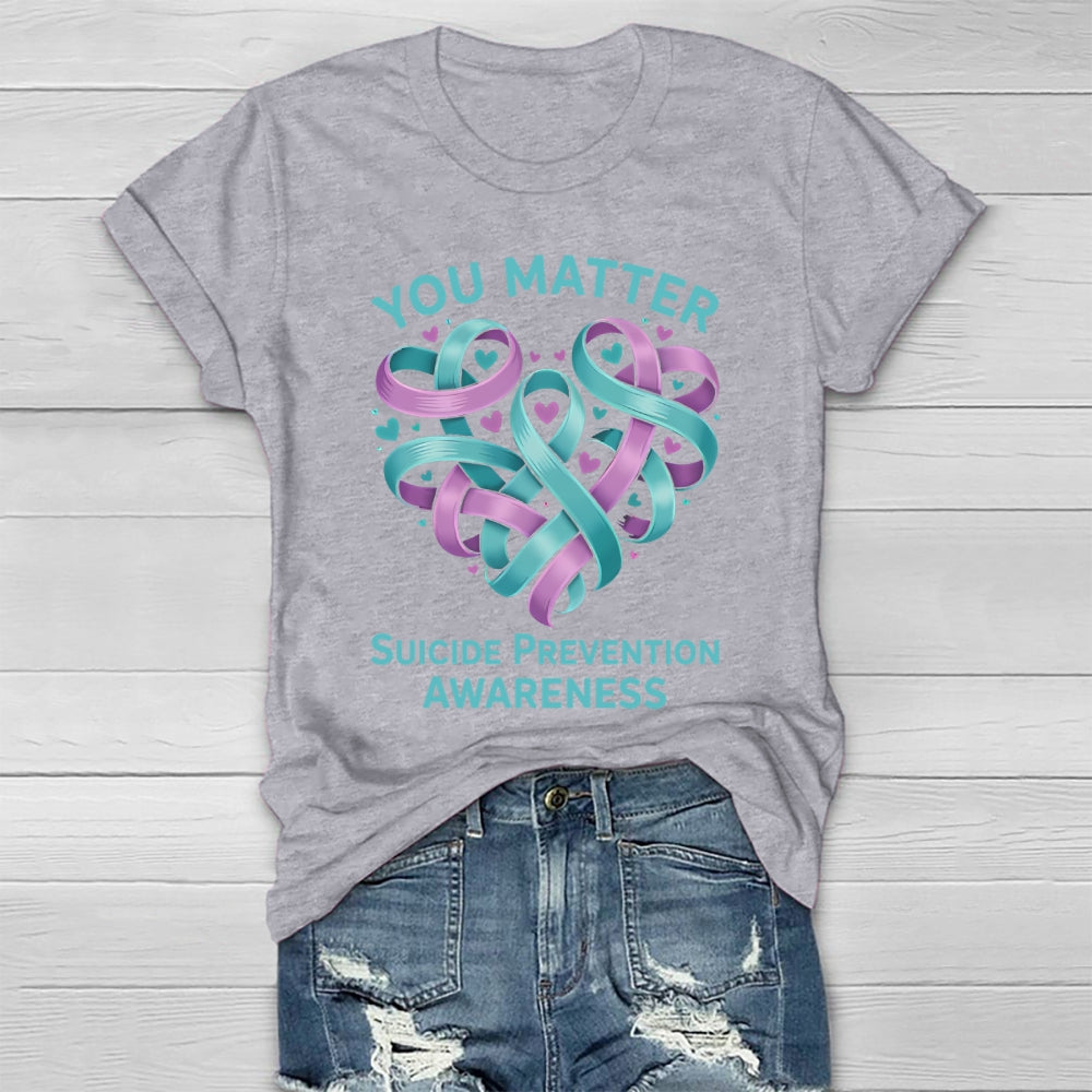 You Matter Suicide Prevention Awareness Teal Purple Heart  Healthwear T-shirt