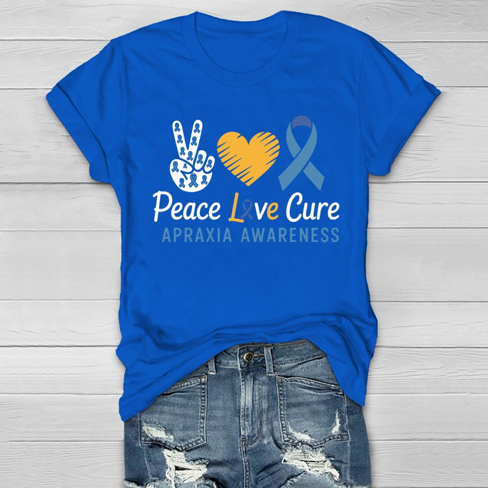 Peace Love Cure Apraxia Awareness  Healthwear T-shirt