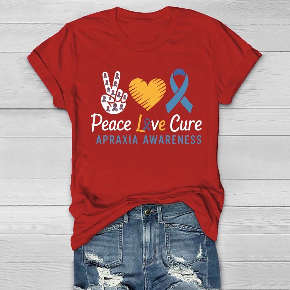 Peace Love Cure Apraxia Awareness  Healthwear T-shirt