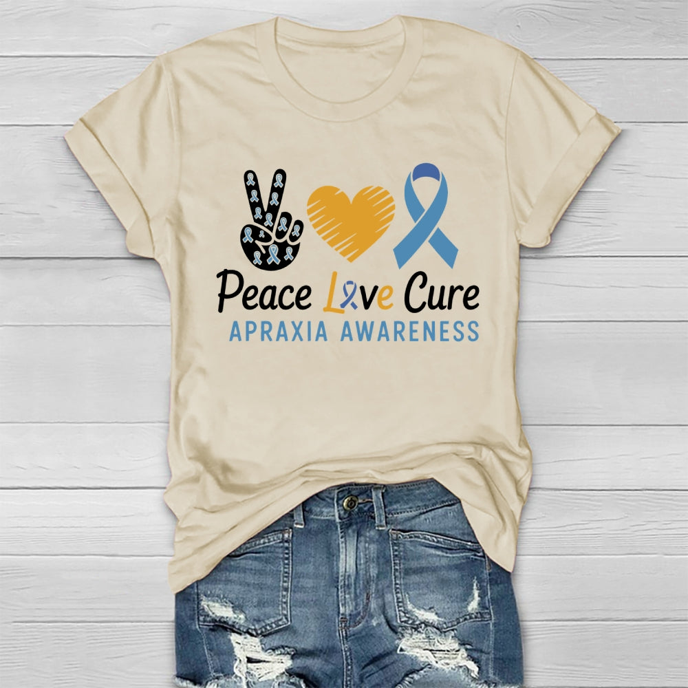 Peace Love Cure Apraxia Awareness  Healthwear T-shirt