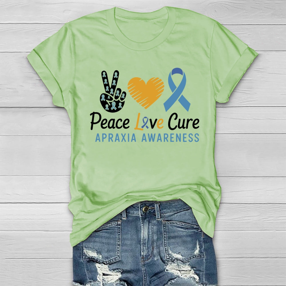 Peace Love Cure Apraxia Awareness  Healthwear T-shirt
