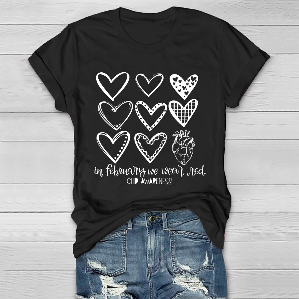 In February We Wear Red CHD Awareness Healthwear T-shirt