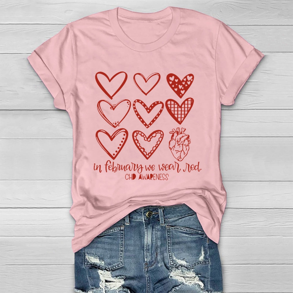 In February We Wear Red CHD Awareness Healthwear T-shirt