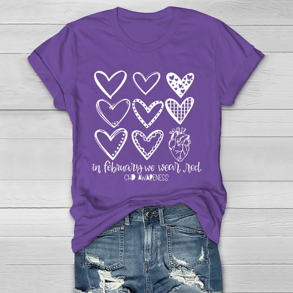 In February We Wear Red CHD Awareness Healthwear T-shirt