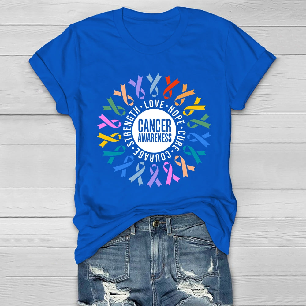 Cancer Awareness Love Hope Cure Courage Strength Ribbon Healthwear T-shirt