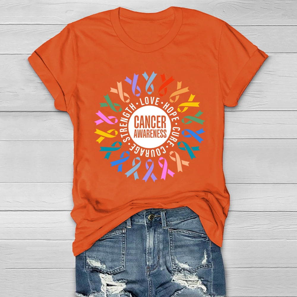 Cancer Awareness Love Hope Cure Courage Strength Ribbon Healthwear T-shirt