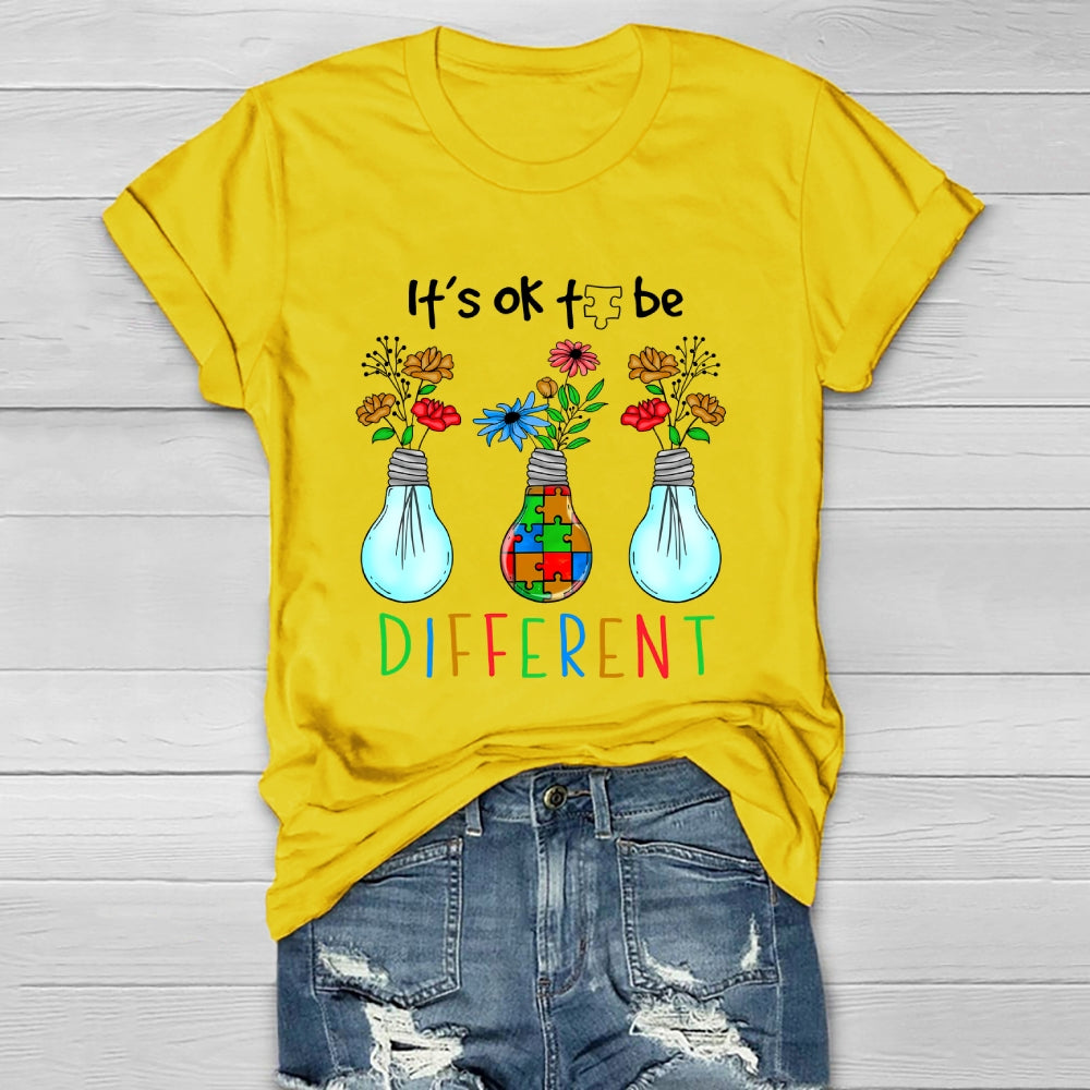 It's Ok To Be Different Light Bulb Flower Healthwear T-shirt