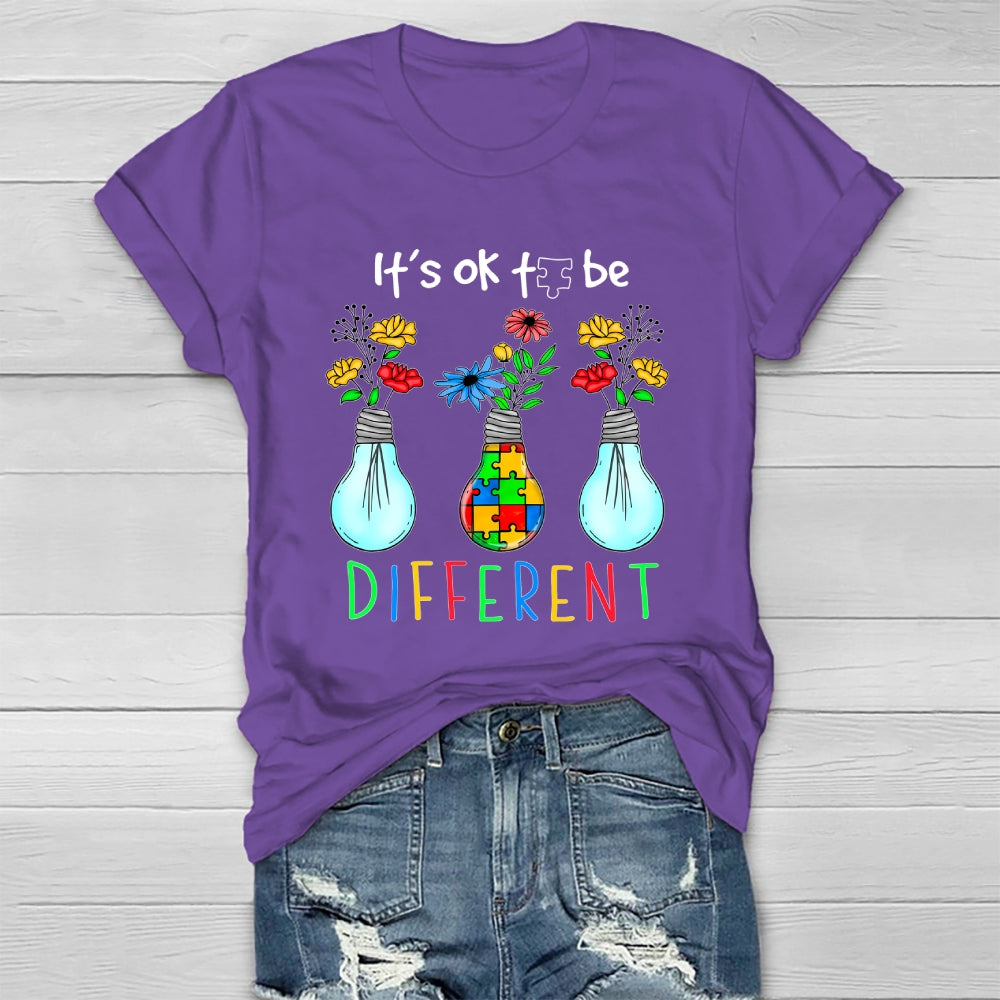 It's Ok To Be Different Light Bulb Flower Healthwear T-shirt