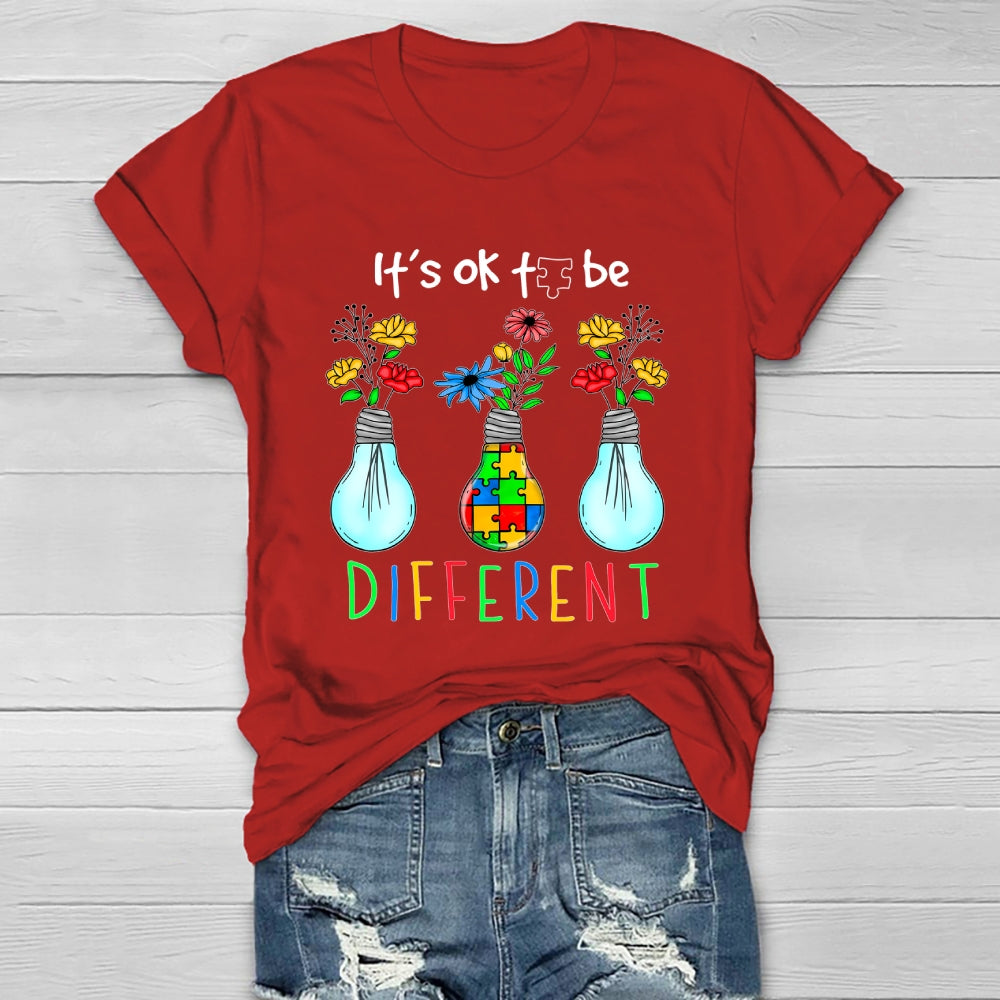 It's Ok To Be Different Light Bulb Flower Healthwear T-shirt