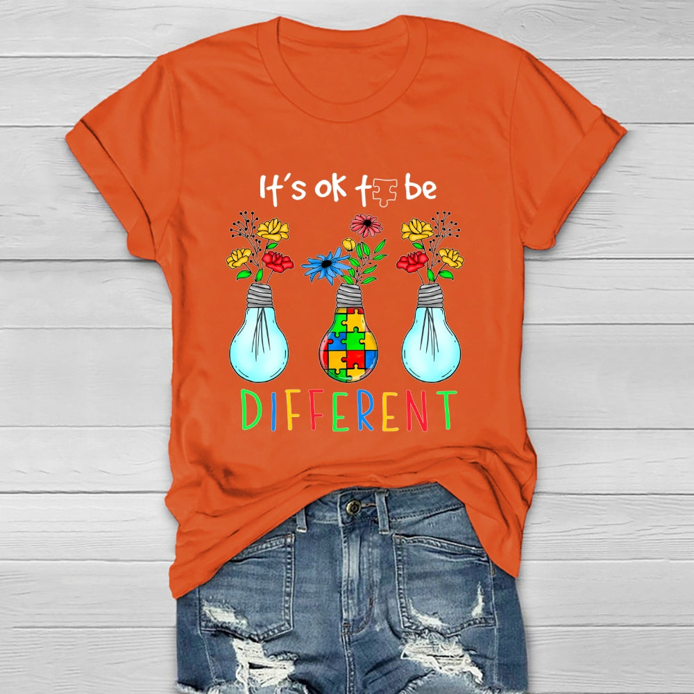 It's Ok To Be Different Light Bulb Flower Healthwear T-shirt