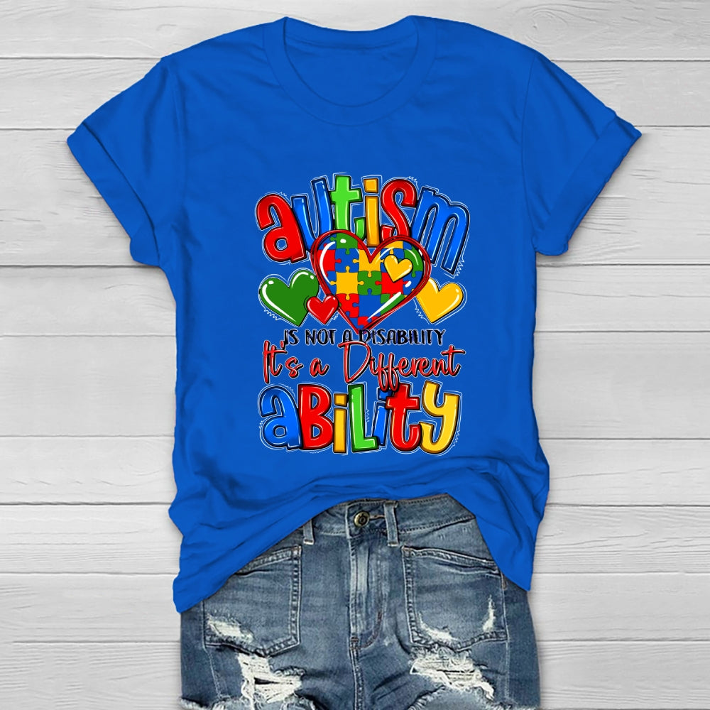 Autism It’s Not A Disability It’s A Different Ability Puzzle Heart Healthwear T-shirt