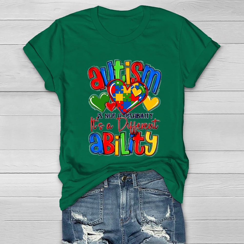 Autism It’s Not A Disability It’s A Different Ability Puzzle Heart Healthwear T-shirt