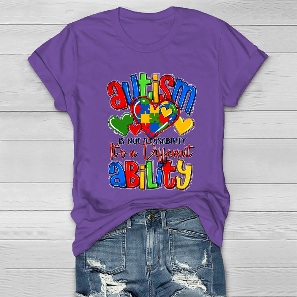 Autism It’s Not A Disability It’s A Different Ability Puzzle Heart Healthwear T-shirt