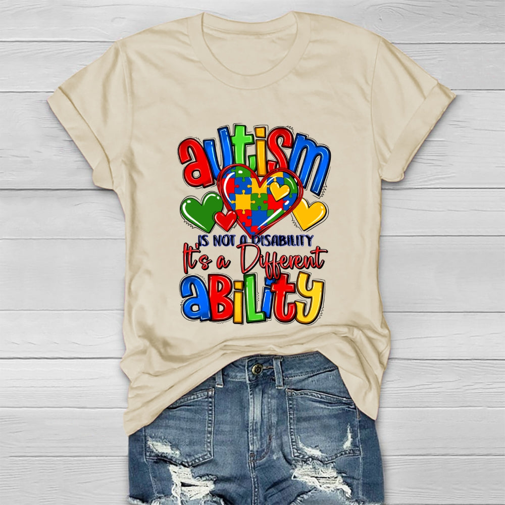 Autism It’s Not A Disability It’s A Different Ability Puzzle Heart Healthwear T-shirt
