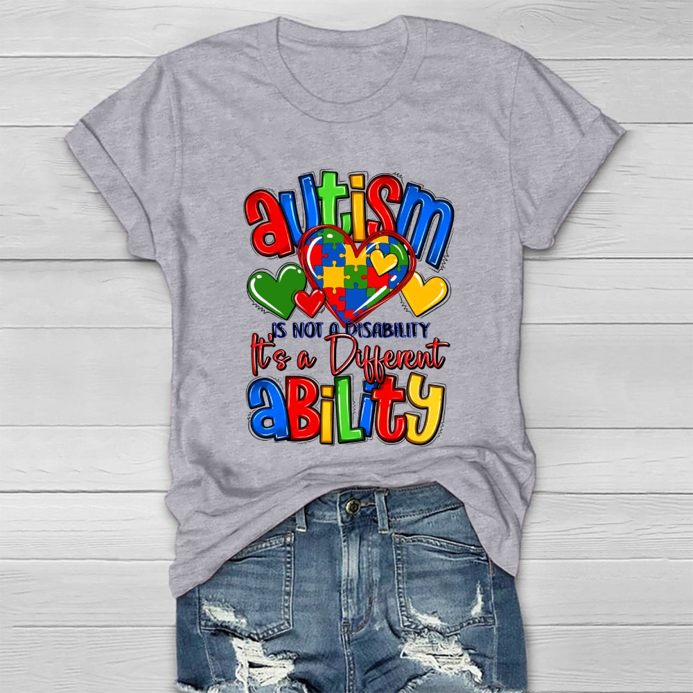 Autism It’s Not A Disability It’s A Different Ability Puzzle Heart Healthwear T-shirt