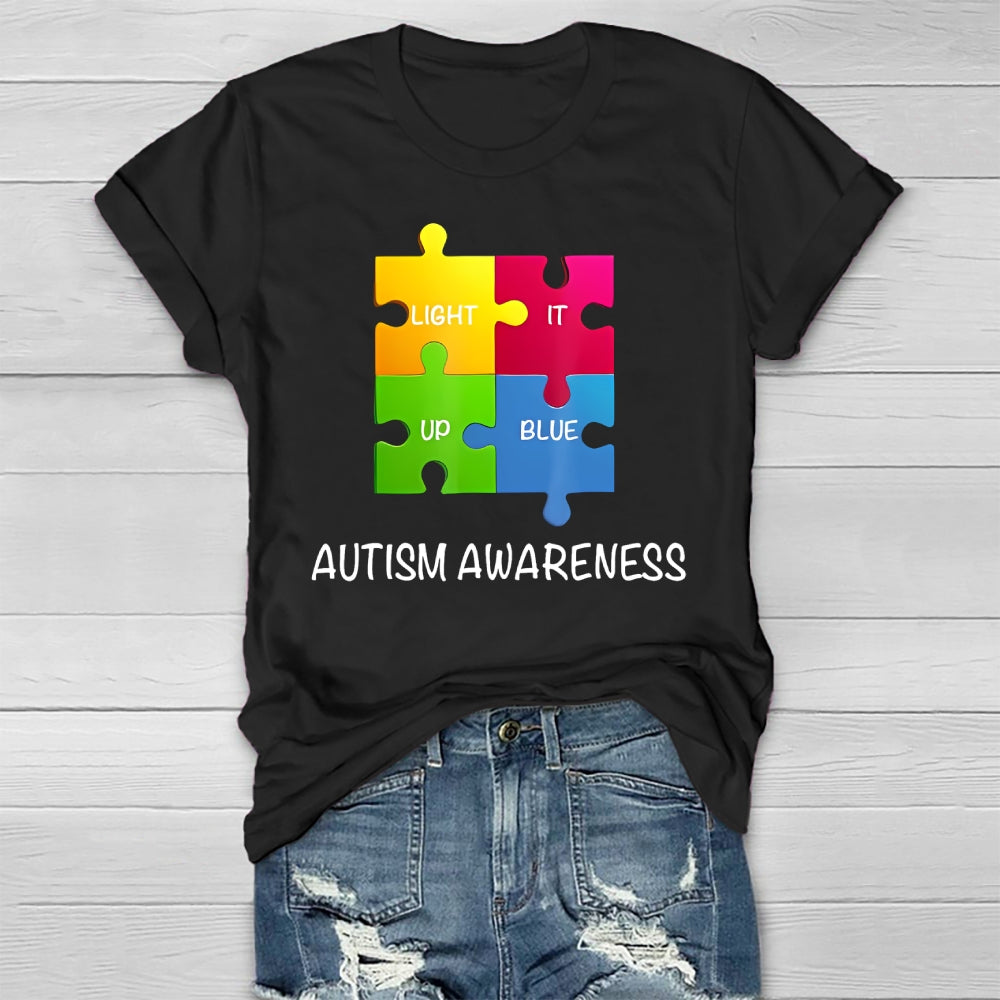 Light It Up Blue Autism Awareness  Healthwear T-shirt
