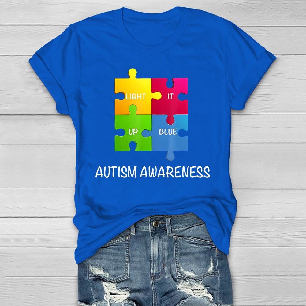 Light It Up Blue Autism Awareness  Healthwear T-shirt