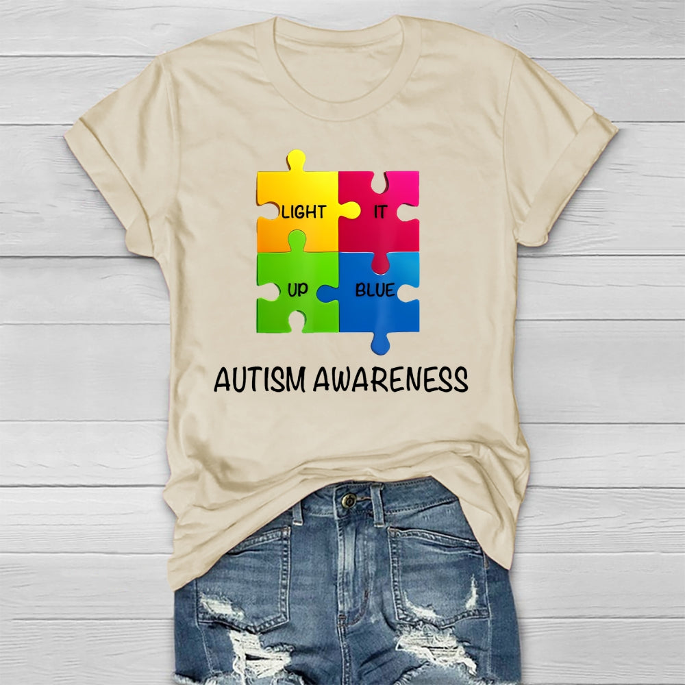 Light It Up Blue Autism Awareness  Healthwear T-shirt