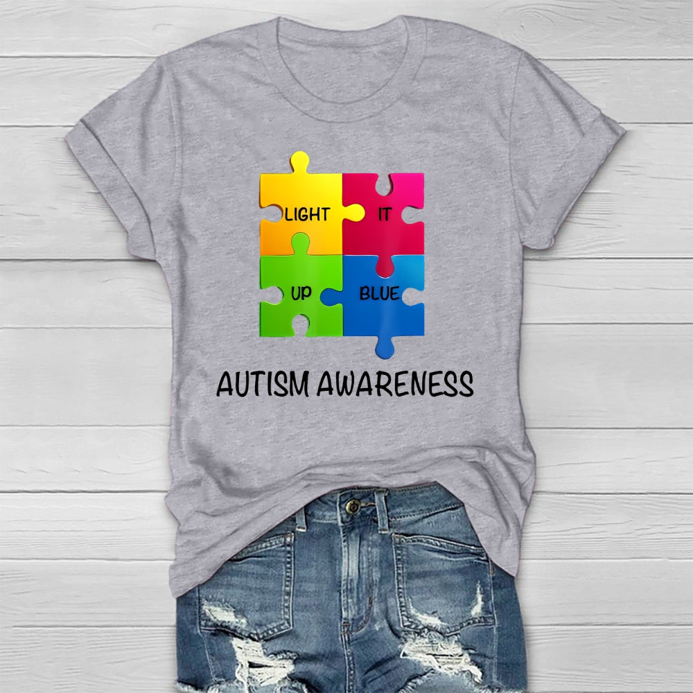 Light It Up Blue Autism Awareness  Healthwear T-shirt