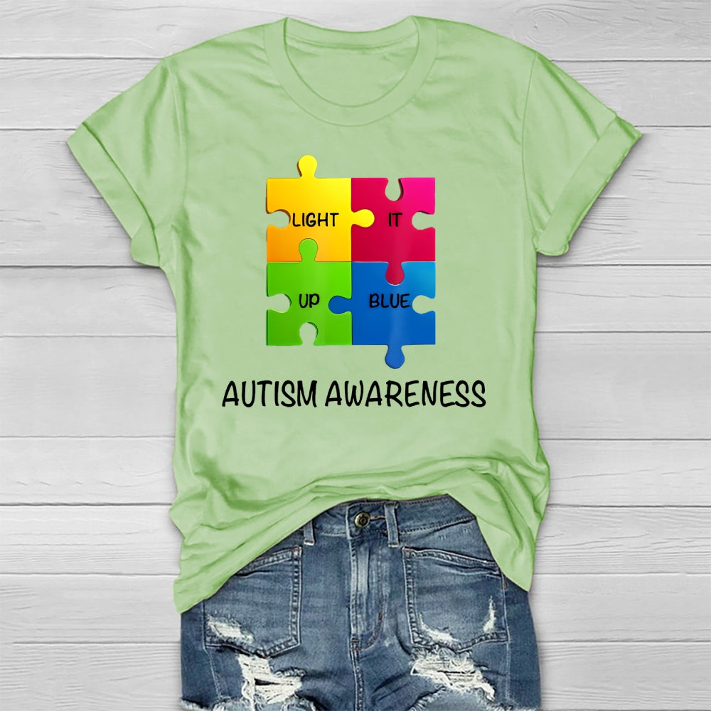 Light It Up Blue Autism Awareness  Healthwear T-shirt