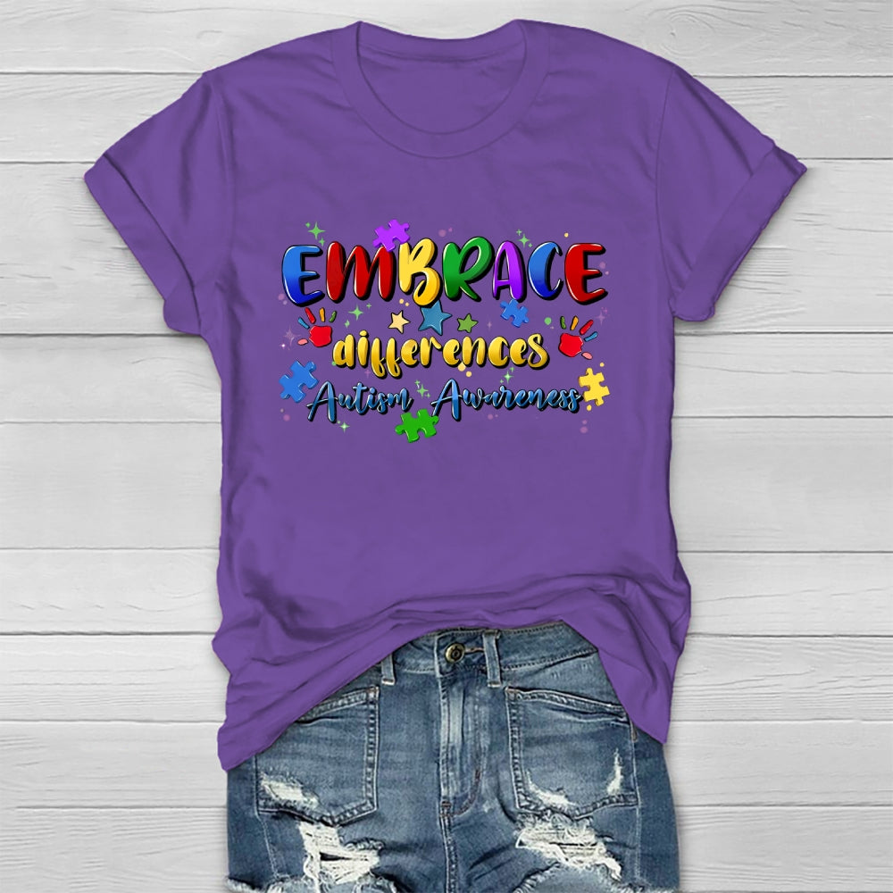 Embrace Differences Autism Awareness  Healthwear T-shirt