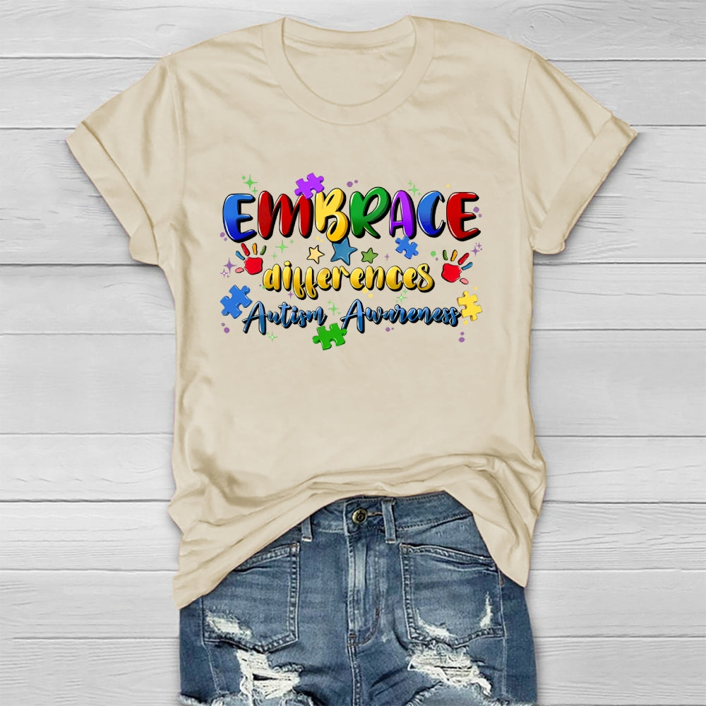 Embrace Differences Autism Awareness  Healthwear T-shirt