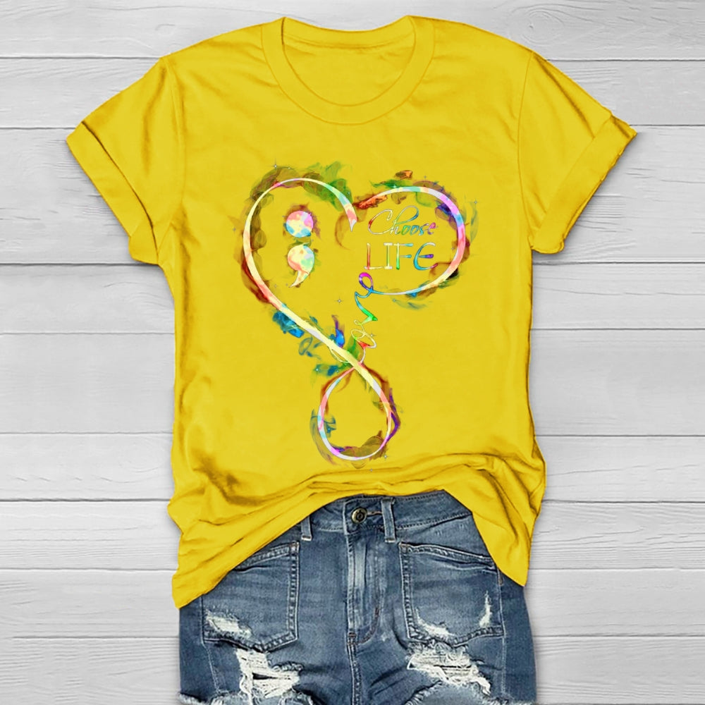 Choose Life Colorful Letters Healthwear T-shirt