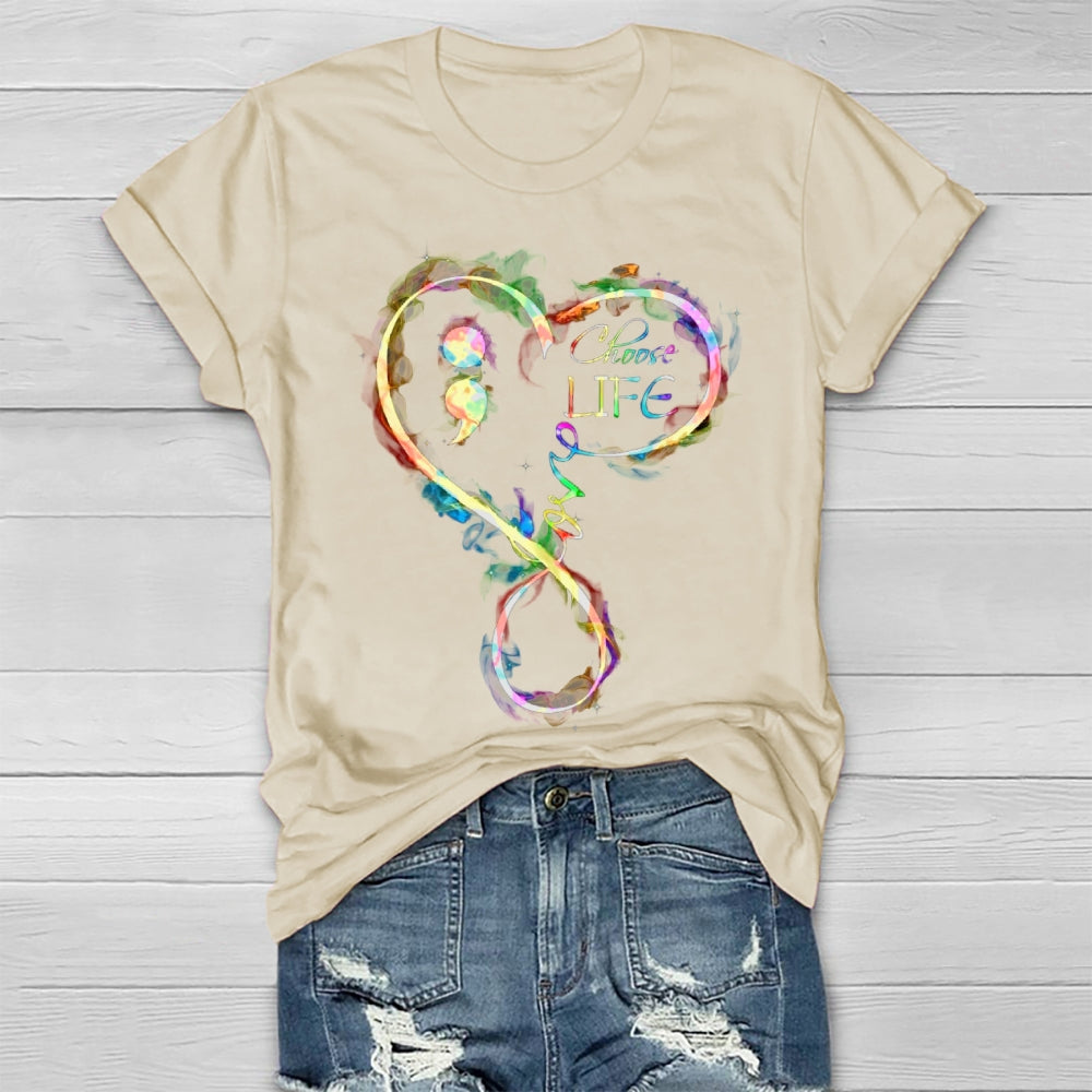 Choose Life Colorful Letters Healthwear T-shirt