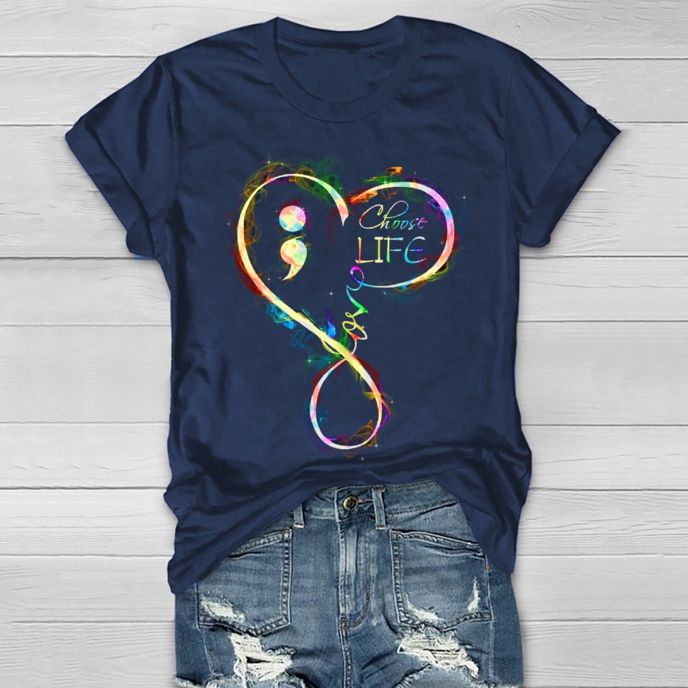 Choose Life Colorful Letters Healthwear T-shirt