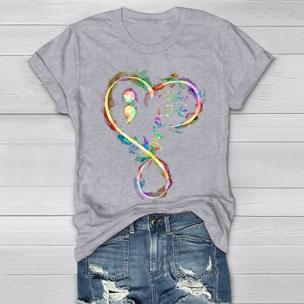 Choose Life Colorful Letters Healthwear T-shirt