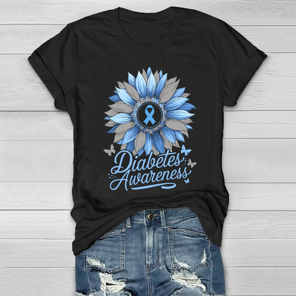 Diabetes Awareness Sunflower Healthwear T-shirt