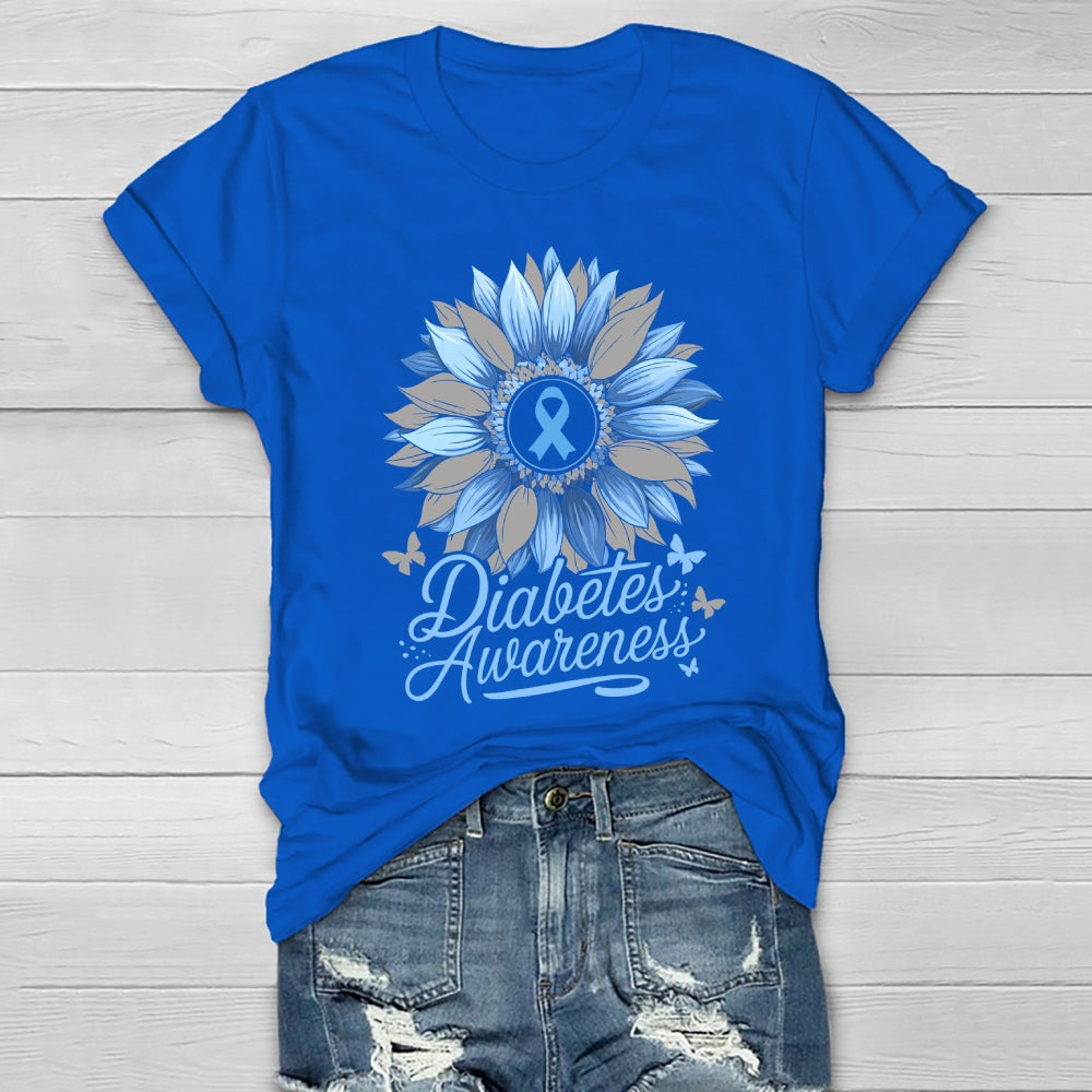 Diabetes Awareness Sunflower Healthwear T-shirt