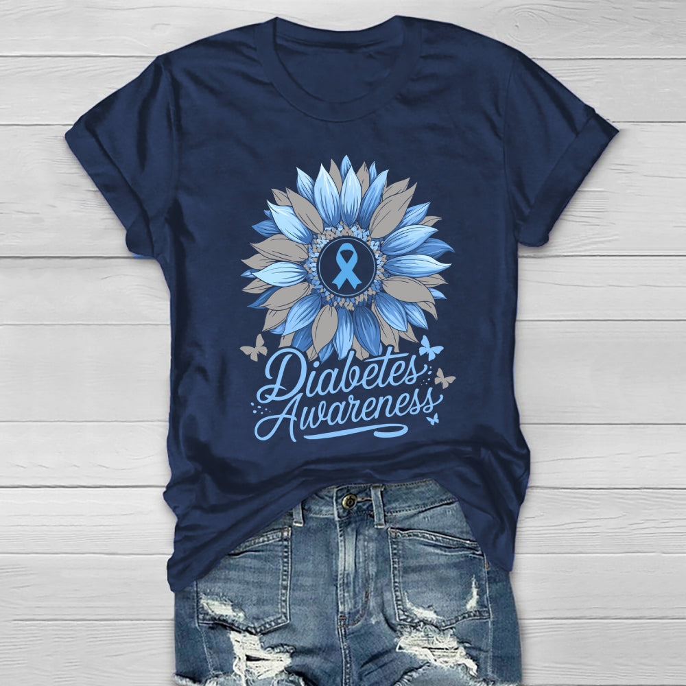 Diabetes Awareness Sunflower Healthwear T-shirt