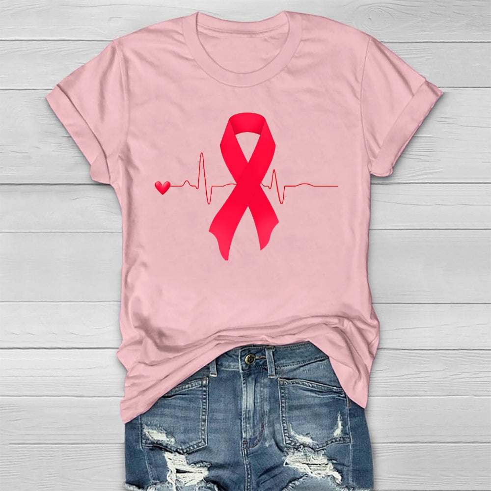 Heartbeat Red Ribbon Healthwear T-shirt