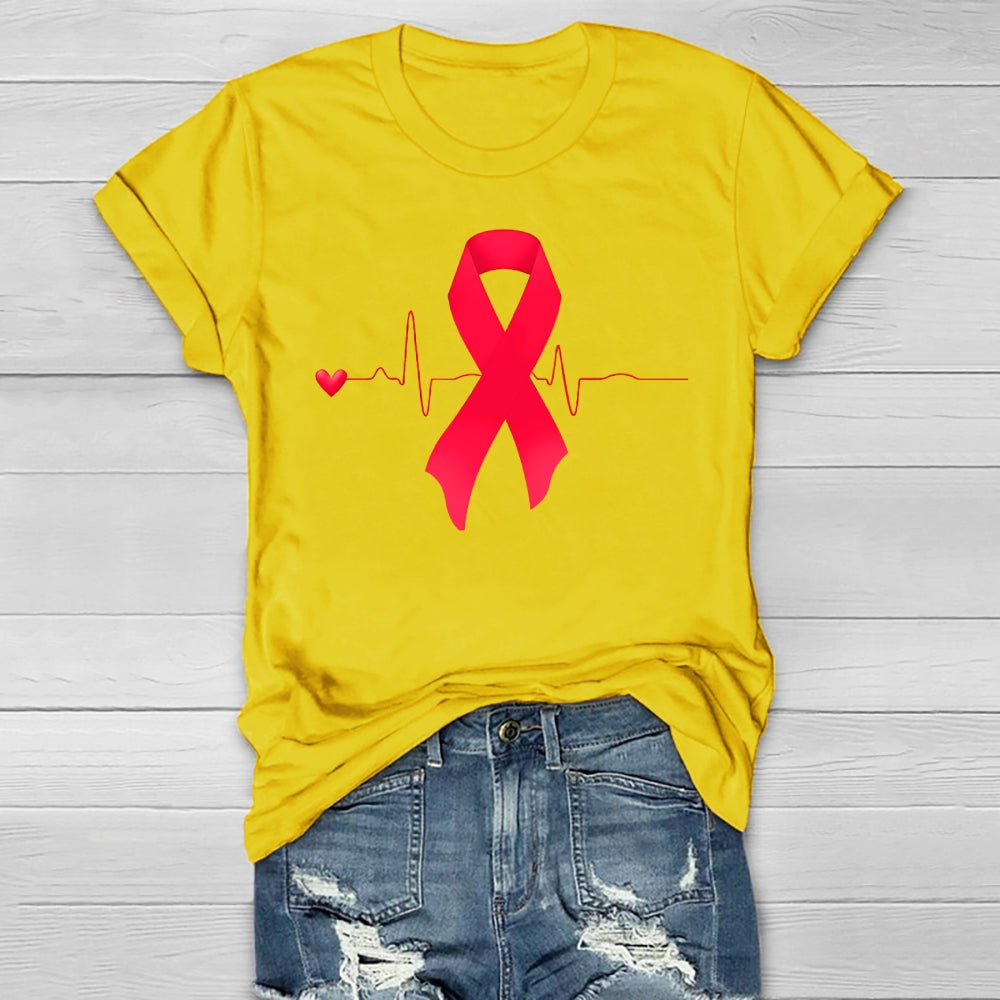 Heartbeat Red Ribbon Healthwear T-shirt