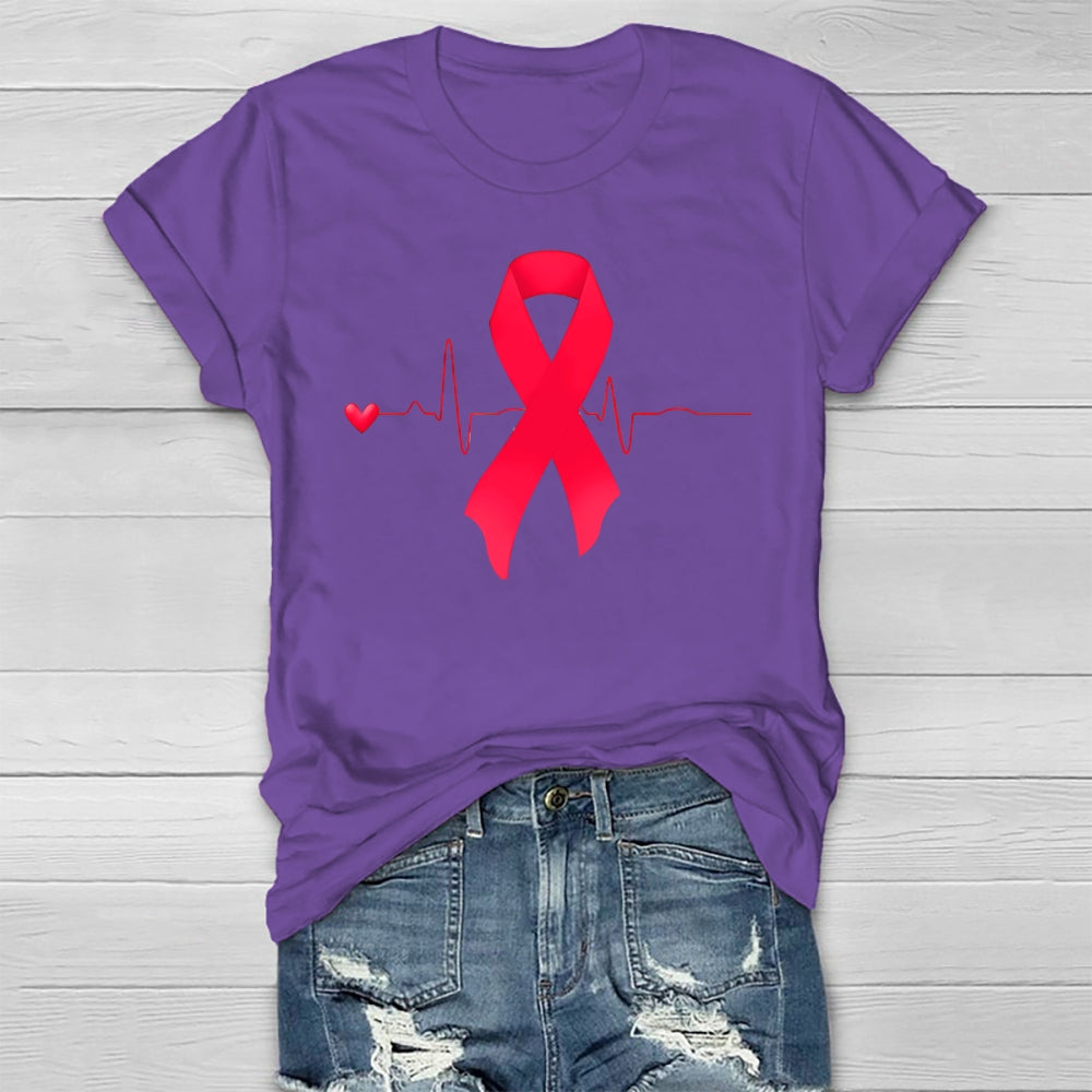 Heartbeat Red Ribbon Healthwear T-shirt