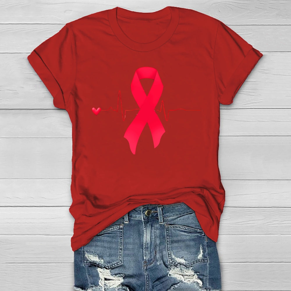 Heartbeat Red Ribbon Healthwear T-shirt