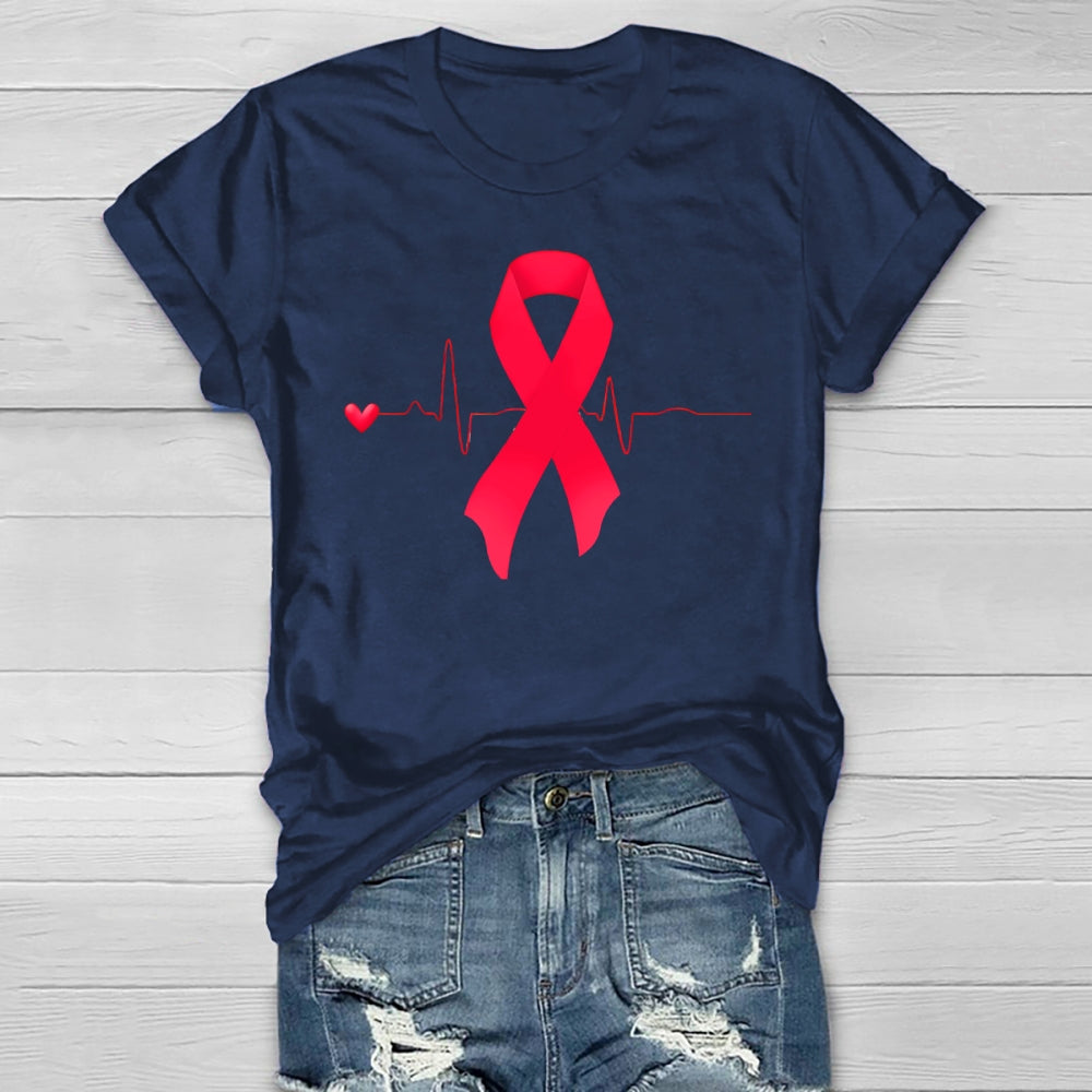 Heartbeat Red Ribbon Healthwear T-shirt