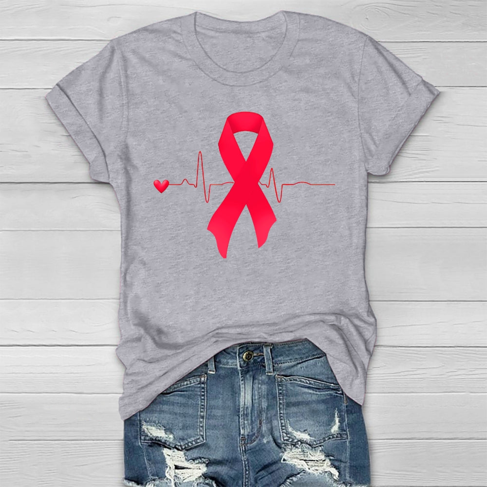 Heartbeat Red Ribbon Healthwear T-shirt