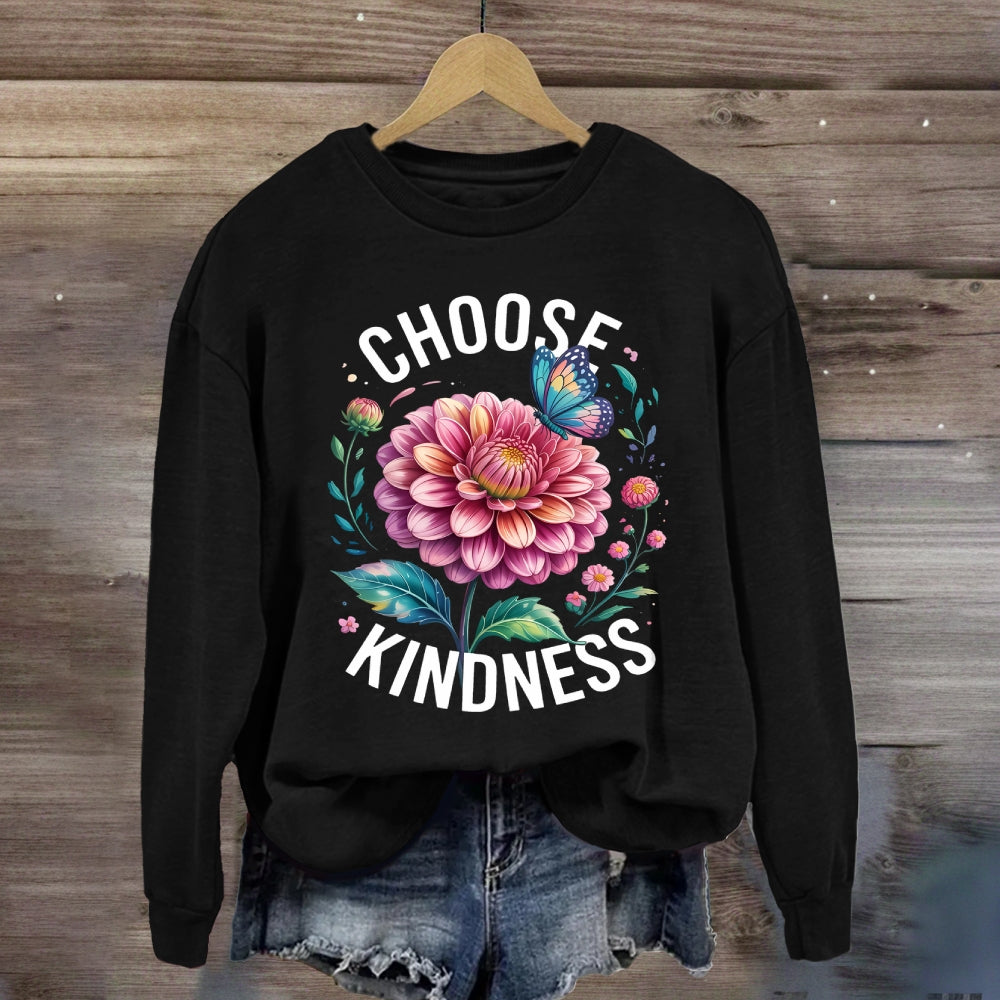 Choose Kindness Butterfly Floral Sweatshirt