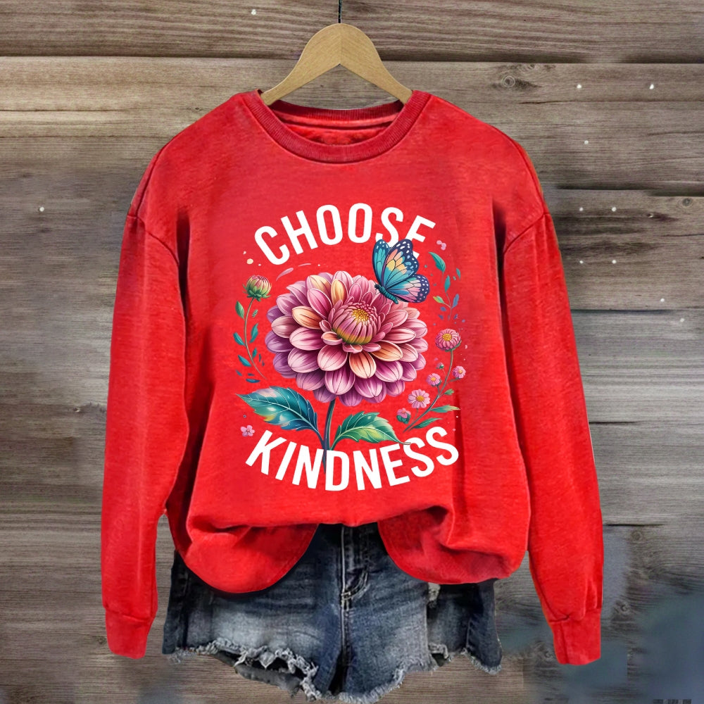Choose Kindness Butterfly Floral Sweatshirt