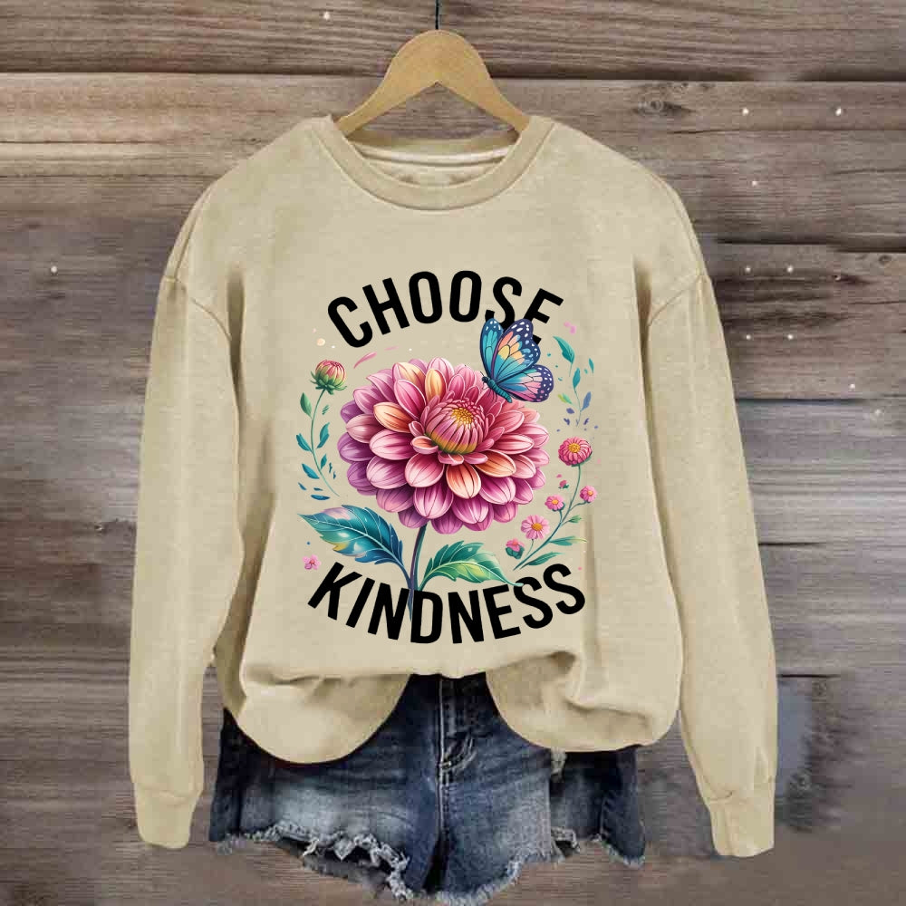 Choose Kindness Butterfly Floral Sweatshirt