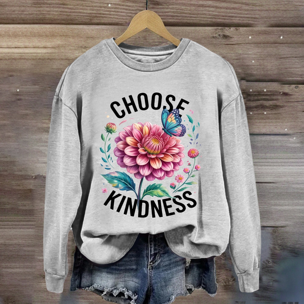 Choose Kindness Butterfly Floral Sweatshirt