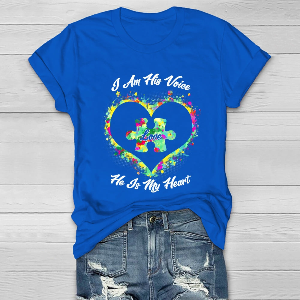 I Am His Voice He Is My Heart Autism Awareness Healthwear T-shirt