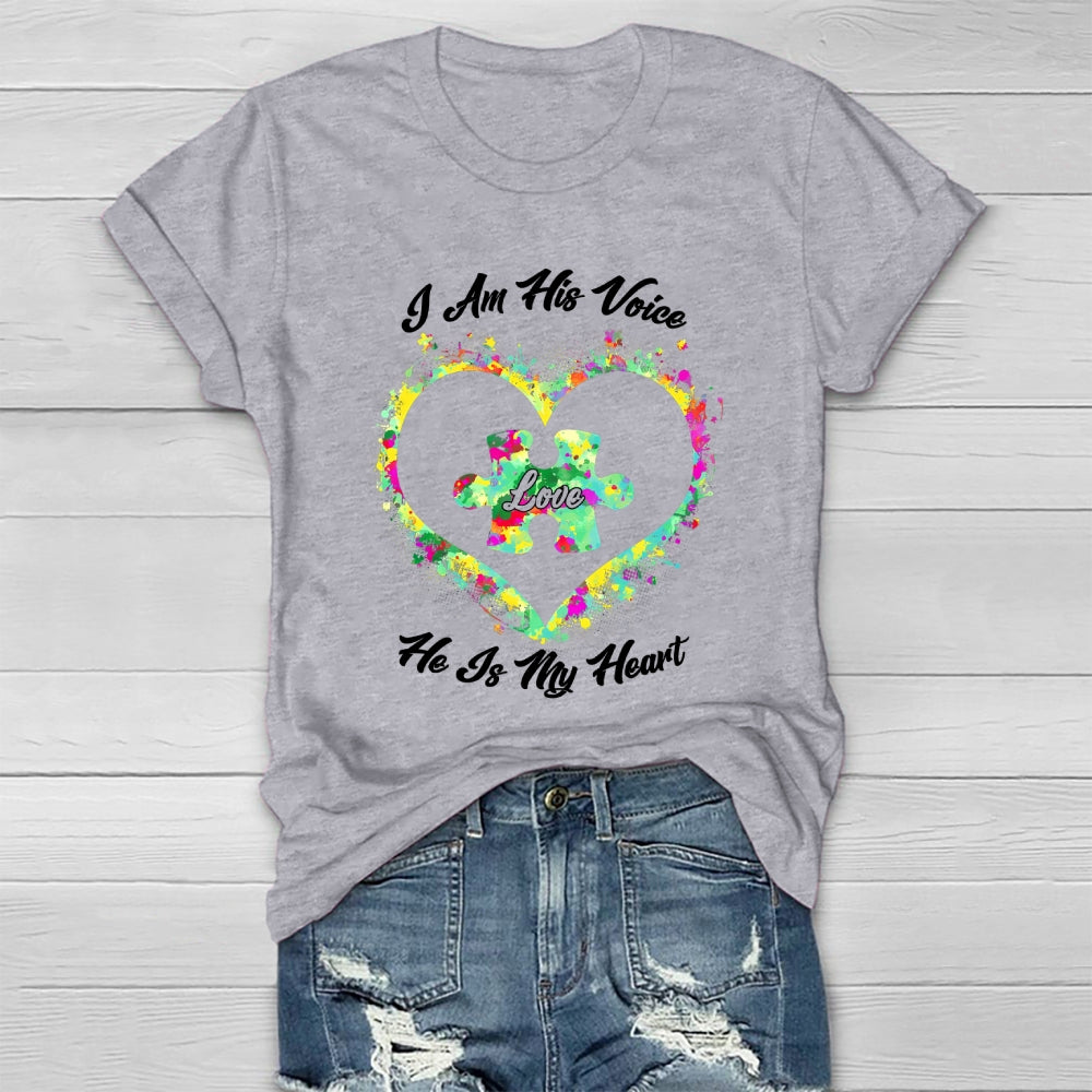 I Am His Voice He Is My Heart Autism Awareness Healthwear T-shirt