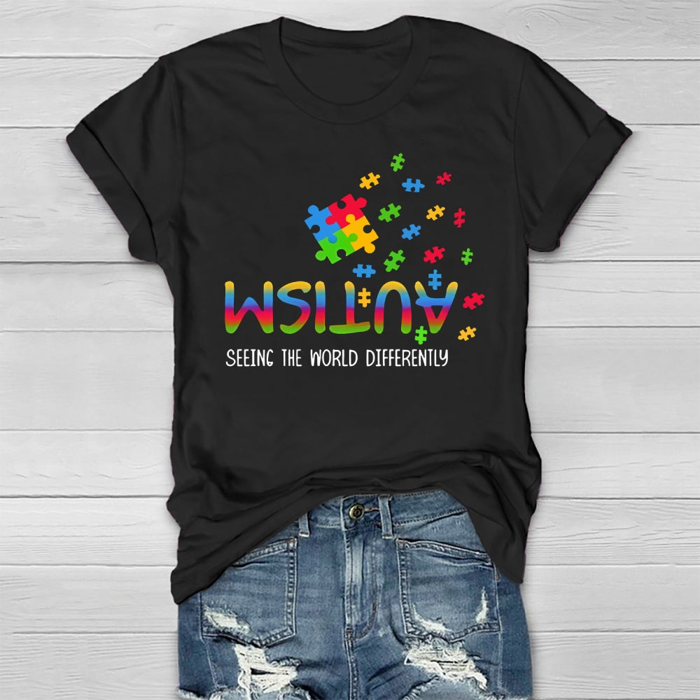 Autism Seeing The World Differently Puzzle Healthwear T-shirt