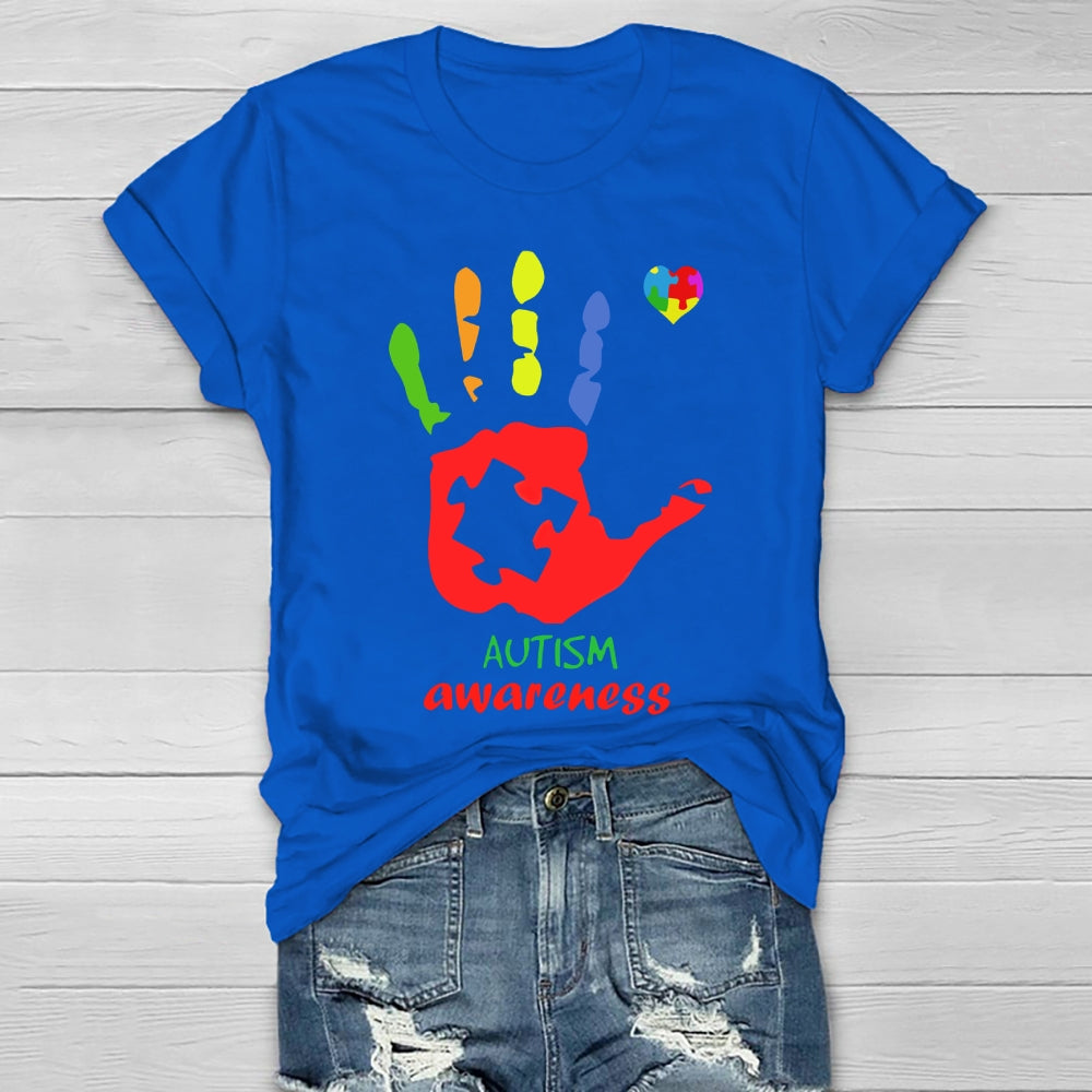 Autism Awareness Colorful Handprints Healthwear T-shirt