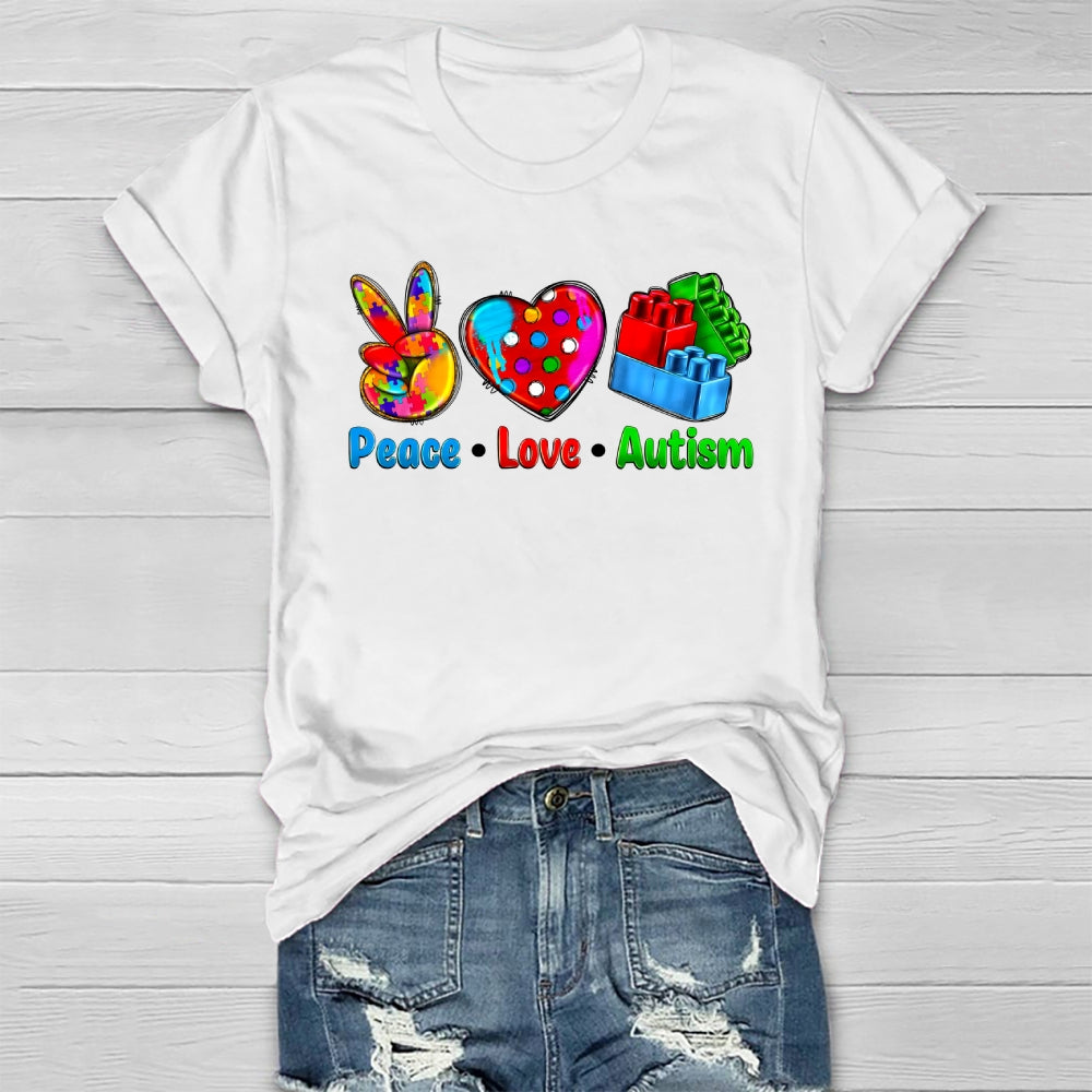 Peace Love Autism Blocks Healthwear T-shirt